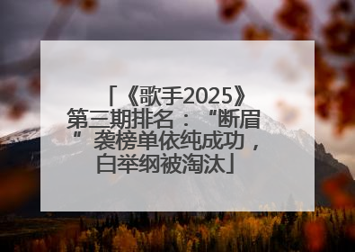 《歌手2025》第三期排名：“断眉”袭榜单依纯成功，白举纲被淘汰
