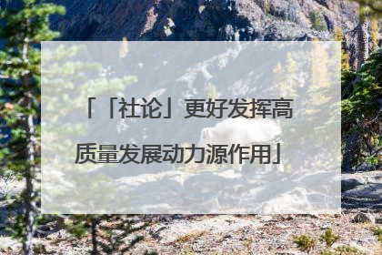 「社论」更好发挥高质量发展动力源作用