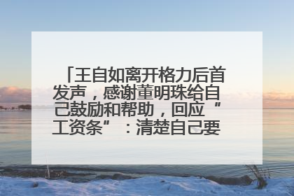 王自如离开格力后首发声，感谢董明珠给自己鼓励和帮助，回应“工资条”：清楚自己要什么，工资条不重要