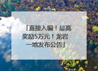 直接入编！最高奖励5万元！龙岩一地发布公告