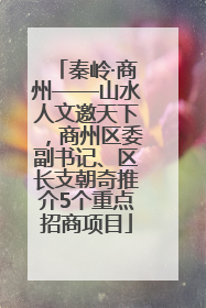 秦岭·商州——山水人文邀天下，商州区委副书记、区长支朝奇推介5个重点招商项目
