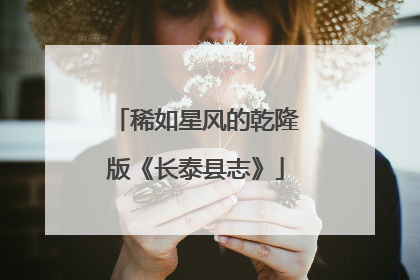 稀如星风的乾隆版《长泰县志》