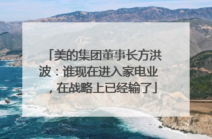 美的集团董事长方洪波：谁现在进入家电业，在战略上已经输了
