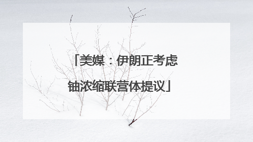 美媒：伊朗正考虑铀浓缩联营体提议