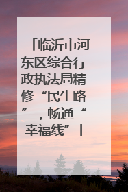 临沂市河东区综合行政执法局精修“民生路”，畅通“幸福线”