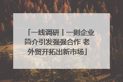 一线调研丨一则企业简介引发强强合作 老外贸开拓出新市场