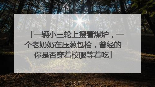 一辆小三轮上摆着煤炉，一个老奶奶在压葱包桧，曾经的你是否穿着校服等着吃
