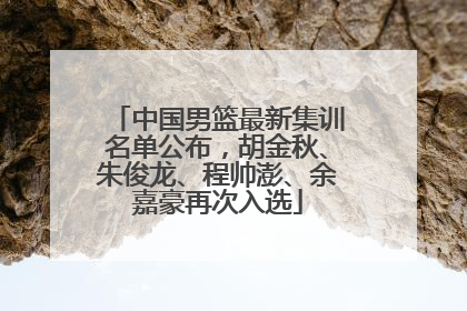 中国男篮最新集训名单公布，胡金秋、朱俊龙、程帅澎、余嘉豪再次入选