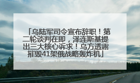 乌陆军司令宣布辞职！第二轮谈判在即，泽连斯基提出三大核心诉求！乌方透露摧毁41架俄战略轰炸机