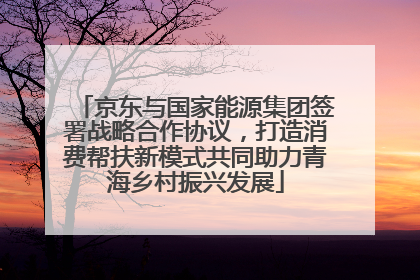 京东与国家能源集团签署战略合作协议，打造消费帮扶新模式共同助力青海乡村振兴发展