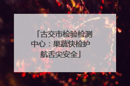 古交市检验检测中心：果蔬快检护航舌尖安全