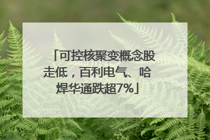 可控核聚变概念股走低，百利电气、哈焊华通跌超7%