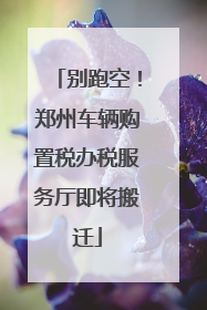别跑空！郑州车辆购置税办税服务厅即将搬迁