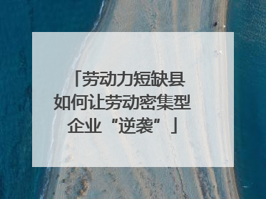 劳动力短缺县 如何让劳动密集型企业“逆袭”