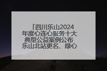 四川乐山2024年度心连心服务十大典型公益案例公布 乐山北站更名、绿心路井盖治理等上榜