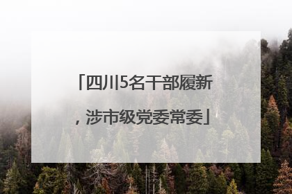 四川5名干部履新，涉市级党委常委