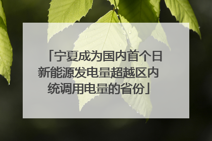宁夏成为国内首个日新能源发电量超越区内统调用电量的省份