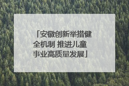 安徽创新举措健全机制 推进儿童事业高质量发展