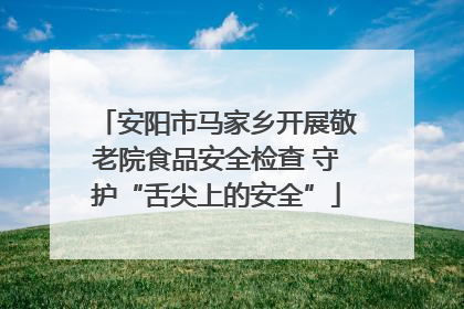 安阳市马家乡开展敬老院食品安全检查 守护“舌尖上的安全”