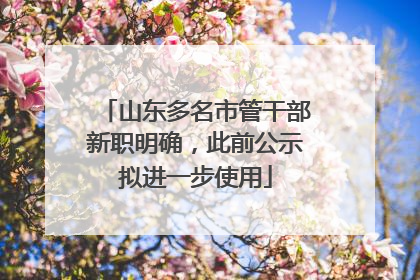 山东多名市管干部新职明确，此前公示拟进一步使用