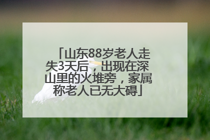 山东88岁老人走失3天后，出现在深山里的火堆旁，家属称老人已无大碍