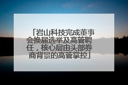 岩山科技完成董事会换届选举及高管聘任，核心层由头部券商背景的高管掌控
