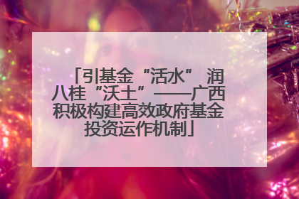引基金“活水” 润八桂“沃土”——广西积极构建高效政府基金投资运作机制