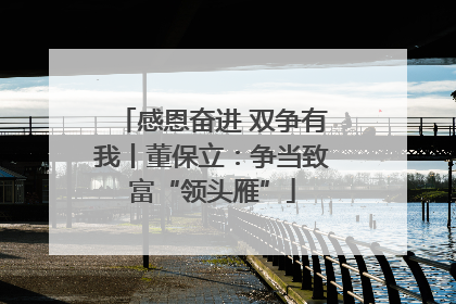 感恩奋进 双争有我丨董保立：争当致富“领头雁”