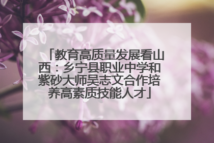 教育高质量发展看山西：乡宁县职业中学和紫砂大师吴志文合作培养高素质技能人才