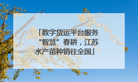 数字货运平台服务“智慧”春耕，江苏水产苗种销往全国