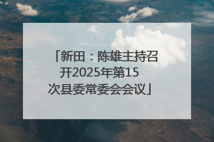 新田：陈雄主持召开2025年第15次县委常委会会议