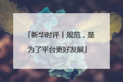 新华时评丨规范，是为了平台更好发展