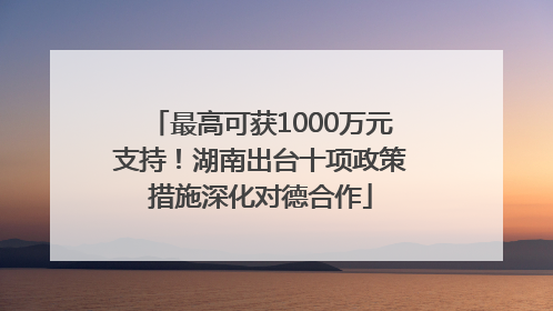 最高可获1000万元支持！湖南出台十项政策措施深化对德合作