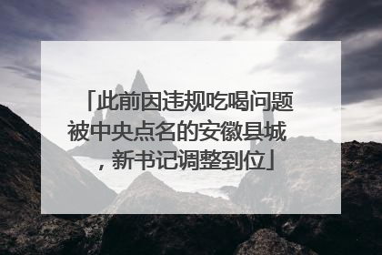 此前因违规吃喝问题被中央点名的安徽县城，新书记调整到位