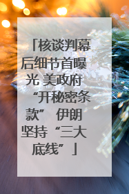 核谈判幕后细节首曝光 美政府“开秘密条款” 伊朗坚持“三大底线”