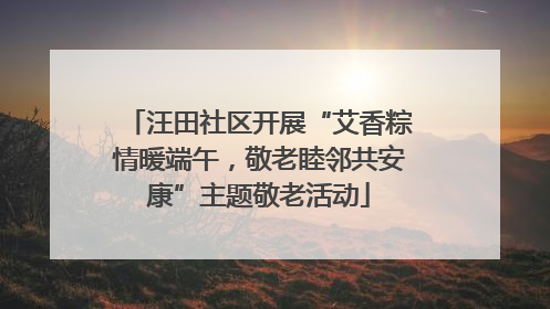 汪田社区开展“艾香粽情暖端午，敬老睦邻共安康”主题敬老活动