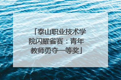 泰山职业技术学院闪耀省赛：青年教师勇夺一等奖