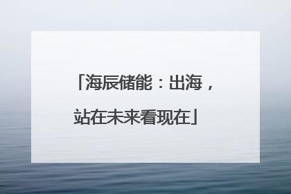 海辰储能：出海，站在未来看现在