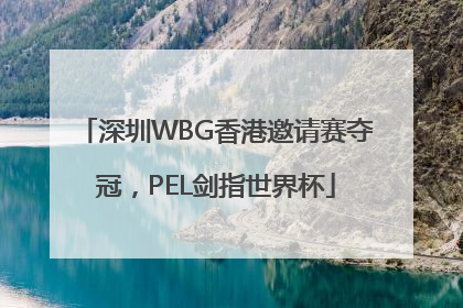深圳WBG香港邀请赛夺冠，PEL剑指世界杯