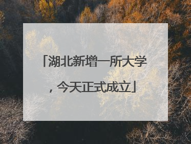 湖北新增一所大学，今天正式成立