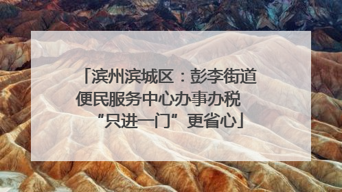 滨州滨城区：彭李街道便民服务中心办事办税 “只进一门”更省心