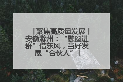 聚焦高质量发展丨安徽滁州：“融圈进群”借东风，当好发展“合伙人”
