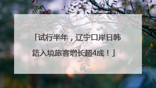 试行半年，辽宁口岸日韩籍入境旅客增长超4成！