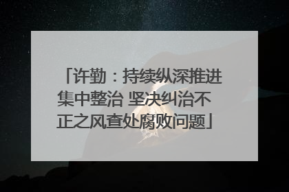 许勤：持续纵深推进集中整治 坚决纠治不正之风查处腐败问题