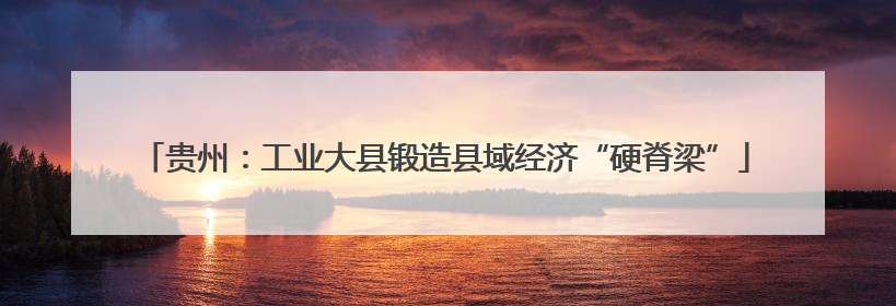 贵州：工业大县锻造县域经济“硬脊梁”
