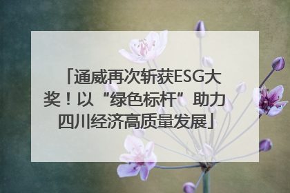通威再次斩获ESG大奖！以“绿色标杆”助力四川经济高质量发展