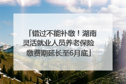 错过不能补缴！湖南灵活就业人员养老保险缴费期延长至6月底