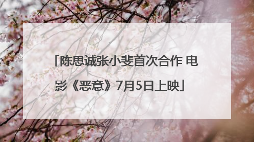 陈思诚张小斐首次合作 电影《恶意》7月5日上映