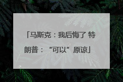 马斯克：我后悔了 特朗普：“可以”原谅
