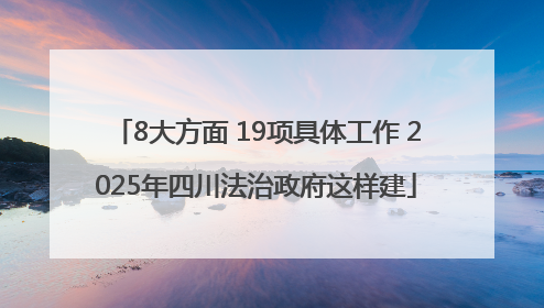8大方面 19项具体工作 2025年四川法治政府这样建